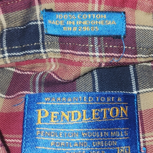 Pendleton Red & Gray 100% Cotton Plaid Long Sleeve Casual Button Up Shirt Sz XL - Picture 8 of 10